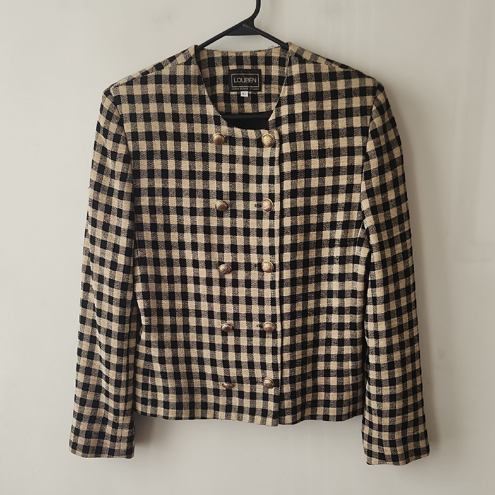 Louben Black and Cream Checkered Blazer